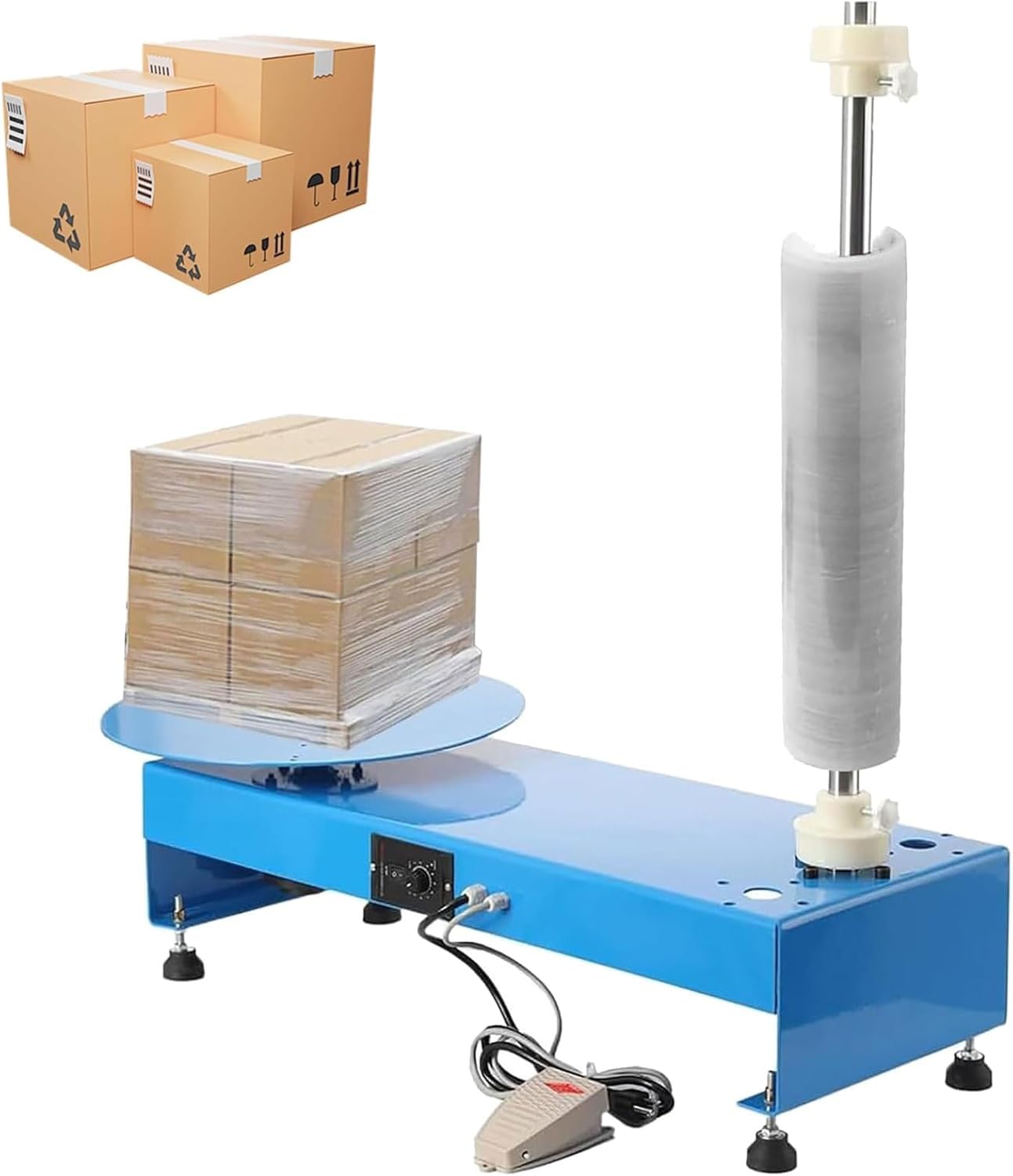 AYCDL Electric Stretch Film Dispenser,Semi-Automatic Packaging Machine w/Adjustable Speed for Efficient Warehouse&Factory Use,Increased productivity,Diameter 35cm