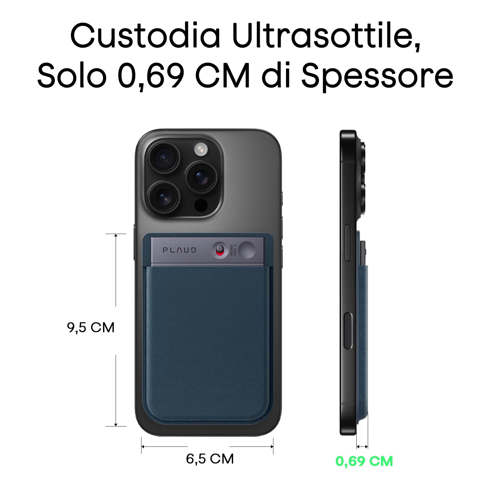 Custodia Magnetica Aggiuntiva per Plaud Note Registratore Vocale AI Custodia in Pelle Protettiva Portatile, Compatibile solo con Plaud Note, Blu Scuro