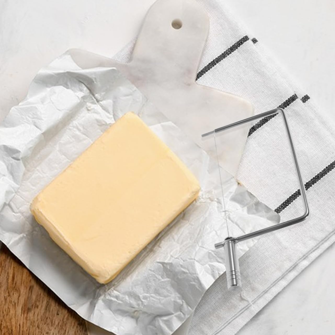 Housoutil 5 Stück Wiederverwendbarer Käseschneider aus Edelstahl mit Ergonomischem Griff Handbutterschneider und Käsehobel für Partys und Käseliebhaber