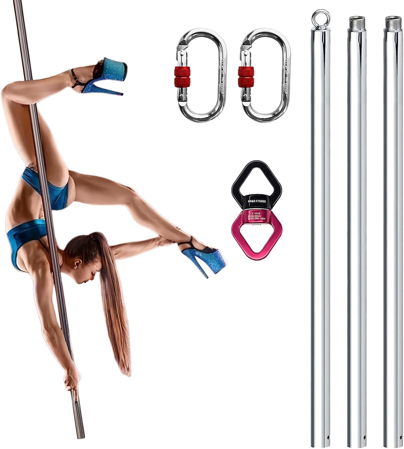 PRIOR FITNESS Aerial Flying Pole Pro,9.84ft Spinning Pole for 12-15ft Space