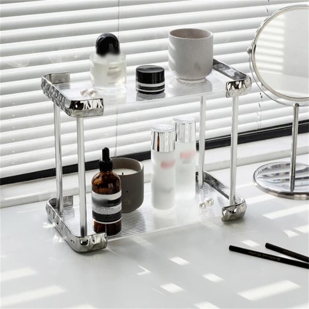 Storage Rack Bathroom Rack Desktop Dressing Table Cosmetics Bathroom Shelf Toilet Wash Hand Washing Countertop(E)