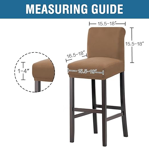 Miniatura 2 de H.VERSAILTEX Juego de 2 fundas elásticas 100 % impermeables para taburete de bar, para comedor, extraíble, suave y gruesa, tela polar sólida, color
