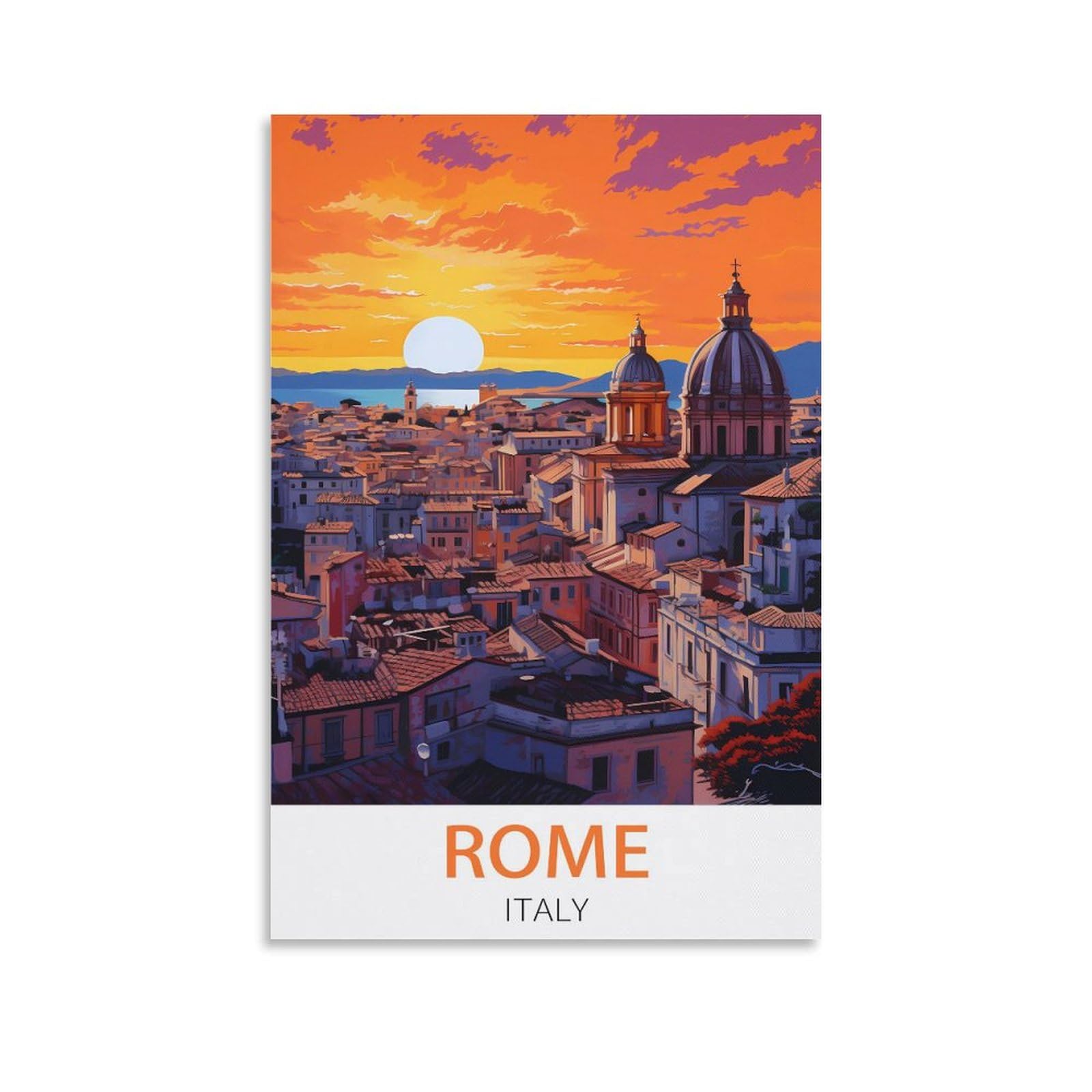 Lnmnjesg Unframe-Style Rome Italy Vintage Travel Posters Building 12X18inch(30X45cm) Canvas Painting Wall Art, Wall Decor Pictures Prints For Living Room Bedroom