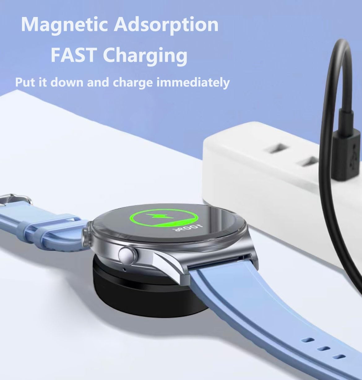 Griscen Watch Charging Cable for Galaxy Watch6 5Pro 5 4 3 Classic, with USB A to USB C Cable and Lanyard, Detachable Split Design, Charging Cable for SamsungGalaxy Watch