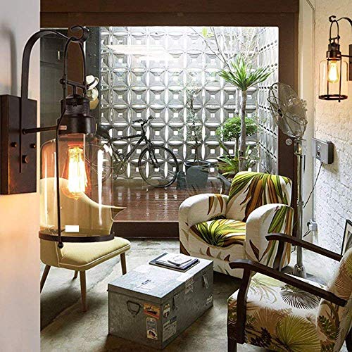 Lámpara de pared de estilo retro E27 con elegante pantalla de vidrio para bar 2