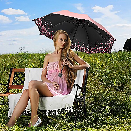 Sakura Umbrella-Windproof Anti Rain/Sun,Cherry Blossom Folding Umbrella (Pink) #TOP5
