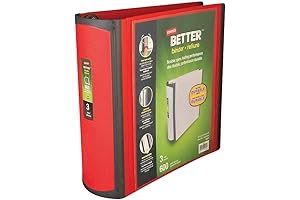 Staples Better 3-Inch D 3-Ring View Binder in Striking Red