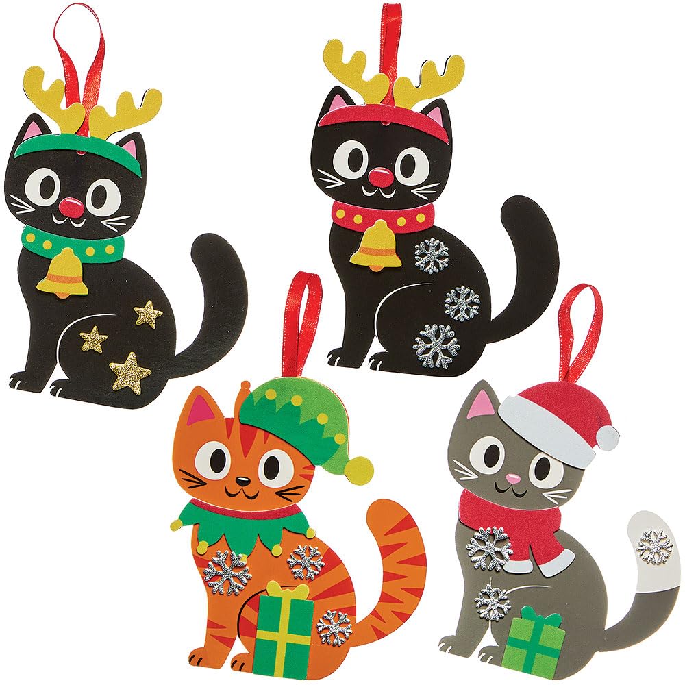 Baker Ross FN634 Christmas Cat Mix & Match Decoration Kits - Pack of 8, Festive Craft kits for Kids to Create Cute Cat Decorations - Image 3