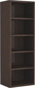 Manhattan Comfort Rivington 79 Tall Modern 5-Tier Bookcase, Open Shelving Storage Cabinet with Adjustable Shelves for Living Room or Home Office, Single Bookcase in Natural Oak