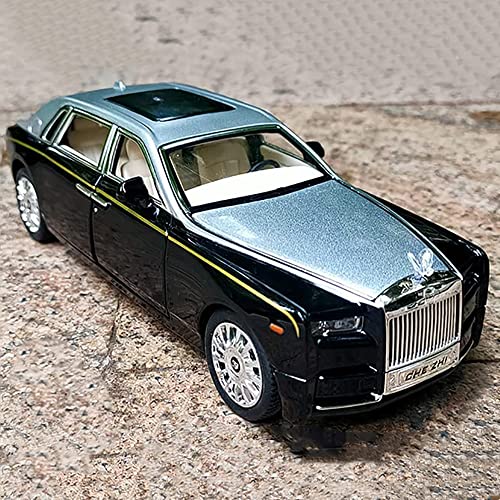 Image of DEUSON ECOM Alloy Metal Pull Back Die-Cast Car 1:32 Rolls Royce Phantom Diecast Metal Pullback Toy Car With Openable Doors & Light, Music Boys Gifts Toys For Kids, Black