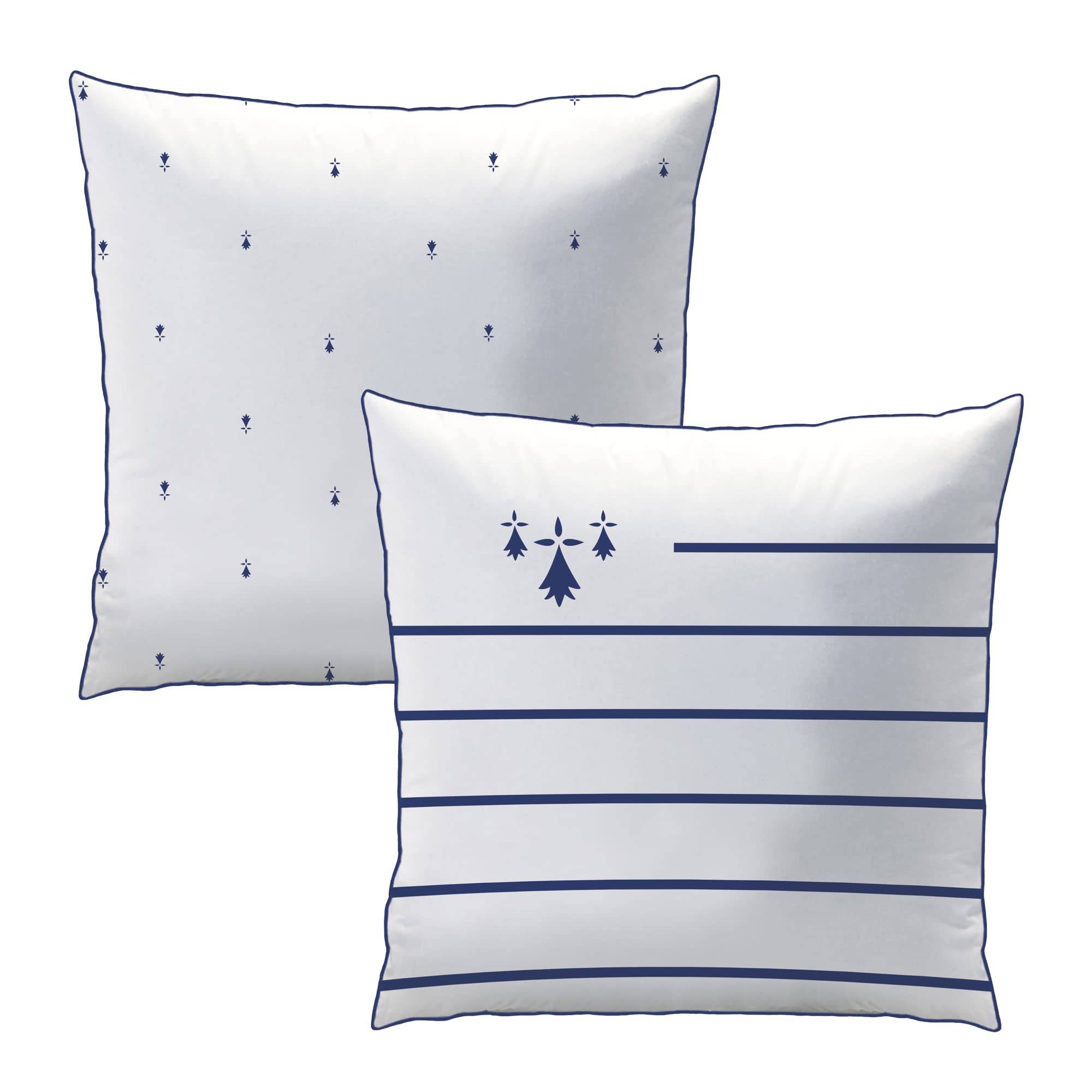 MATT & ROSE Parure de Lit 220x240 cm Breizh | 100% Coton | Oeko-TEX | Housse de Couette 220x240 cm + 2 Taies d'oreiller 65x65 cm Imprimées Réversibles | Blanc