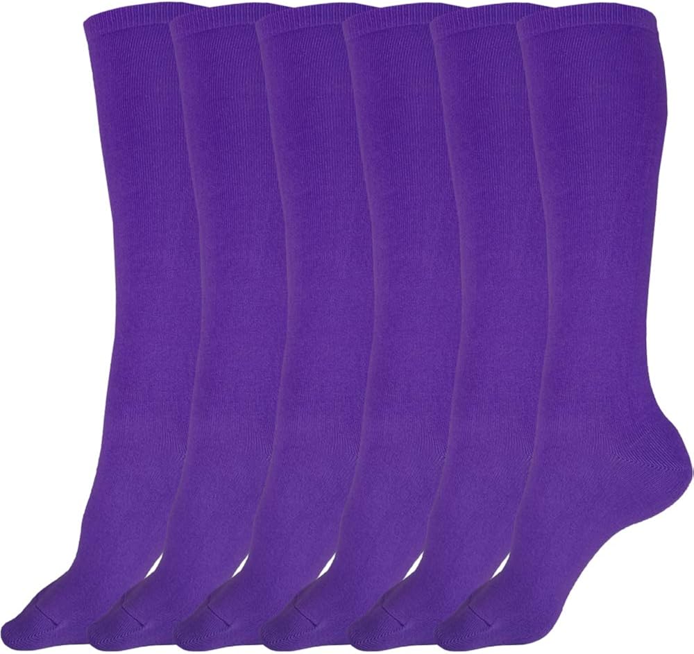 3 Pairs of Boys and Girls Solid Knee High Uniform Socks for School, Soccer, Football, AFO etc.: Clothing