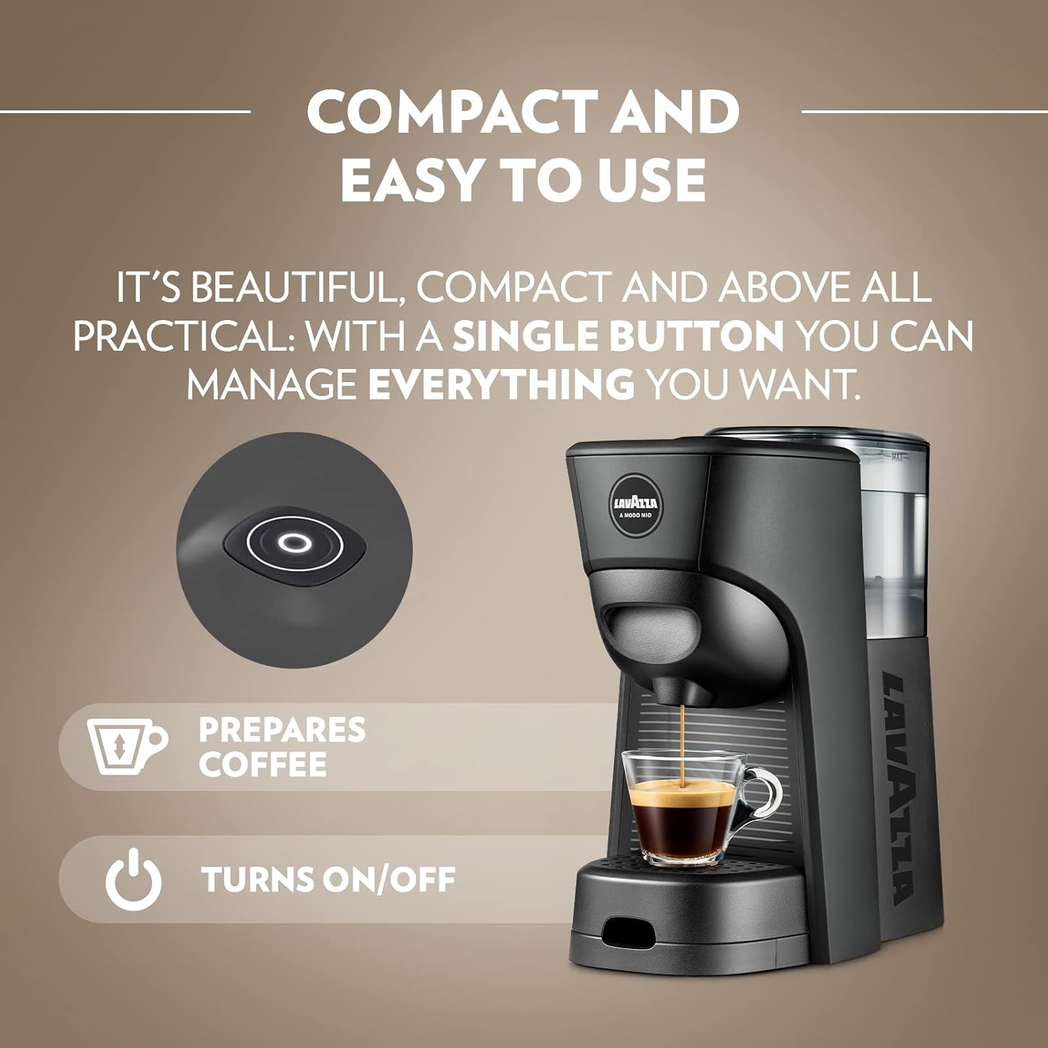 Lavazza, A Modo Mio Tiny Eco, Coffee Capsule Machine, Compact, Compatible with A Modo Mio Coffee Pods, with Automatic Shut-Off, Removable and Adjustable Cup Rest, 1450 W, 220-240 V AC, 50-60 Hz, Black 7 61mwtKQ2kKL. AC SL1500