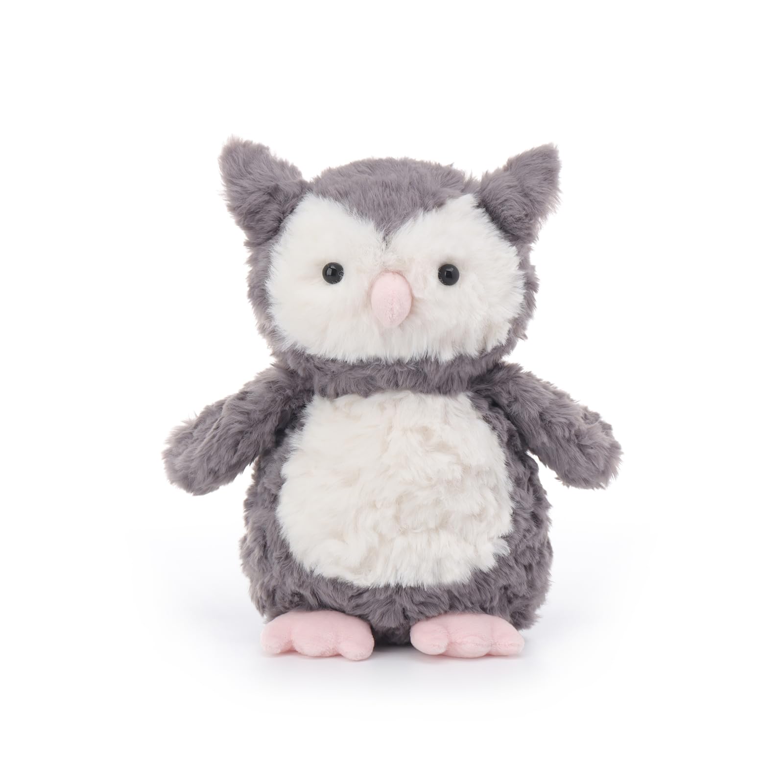 Apricot Lamb Grey Flower Owl Stuffed Animals for Kids, Soft Cute Plush Toys for Baby Girl and Boy, 9.5 Inches