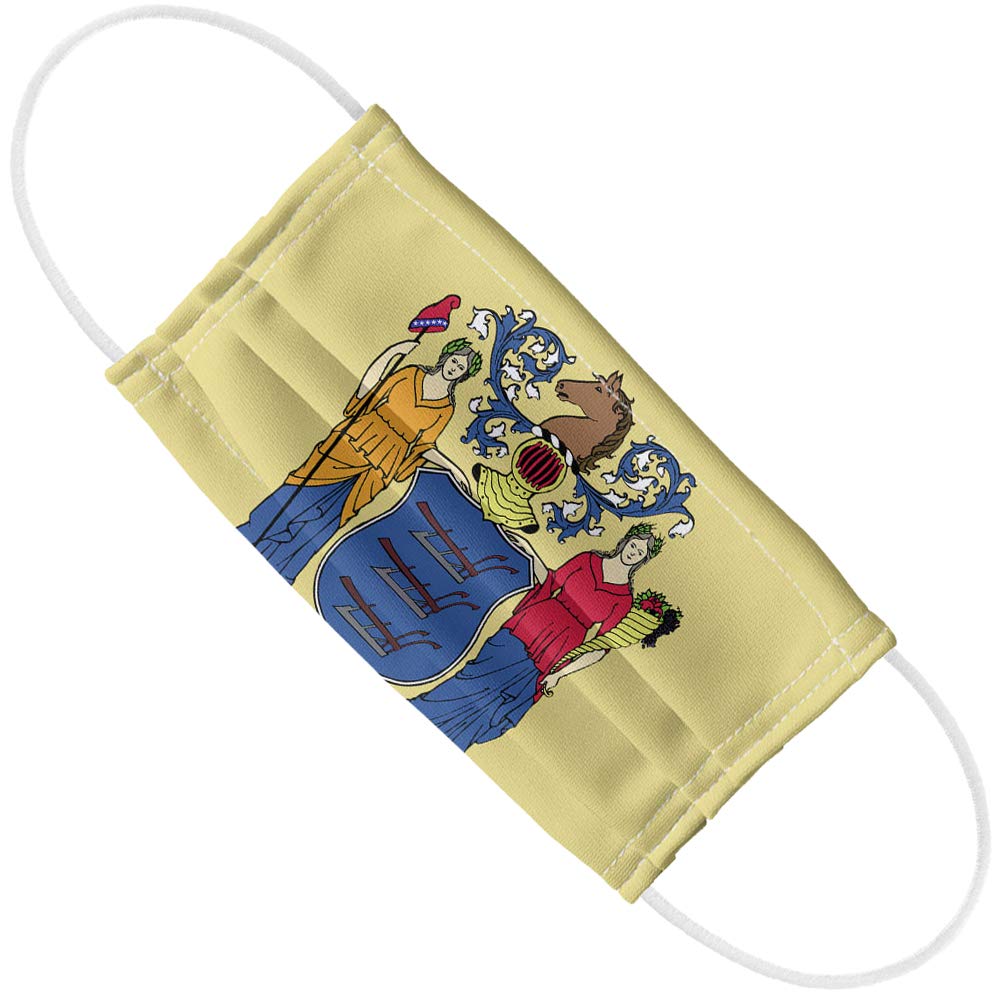 New Jersey Flag 1-Ply Reusable Face Mask Covering with Adjustable Nose Wire, Unisex