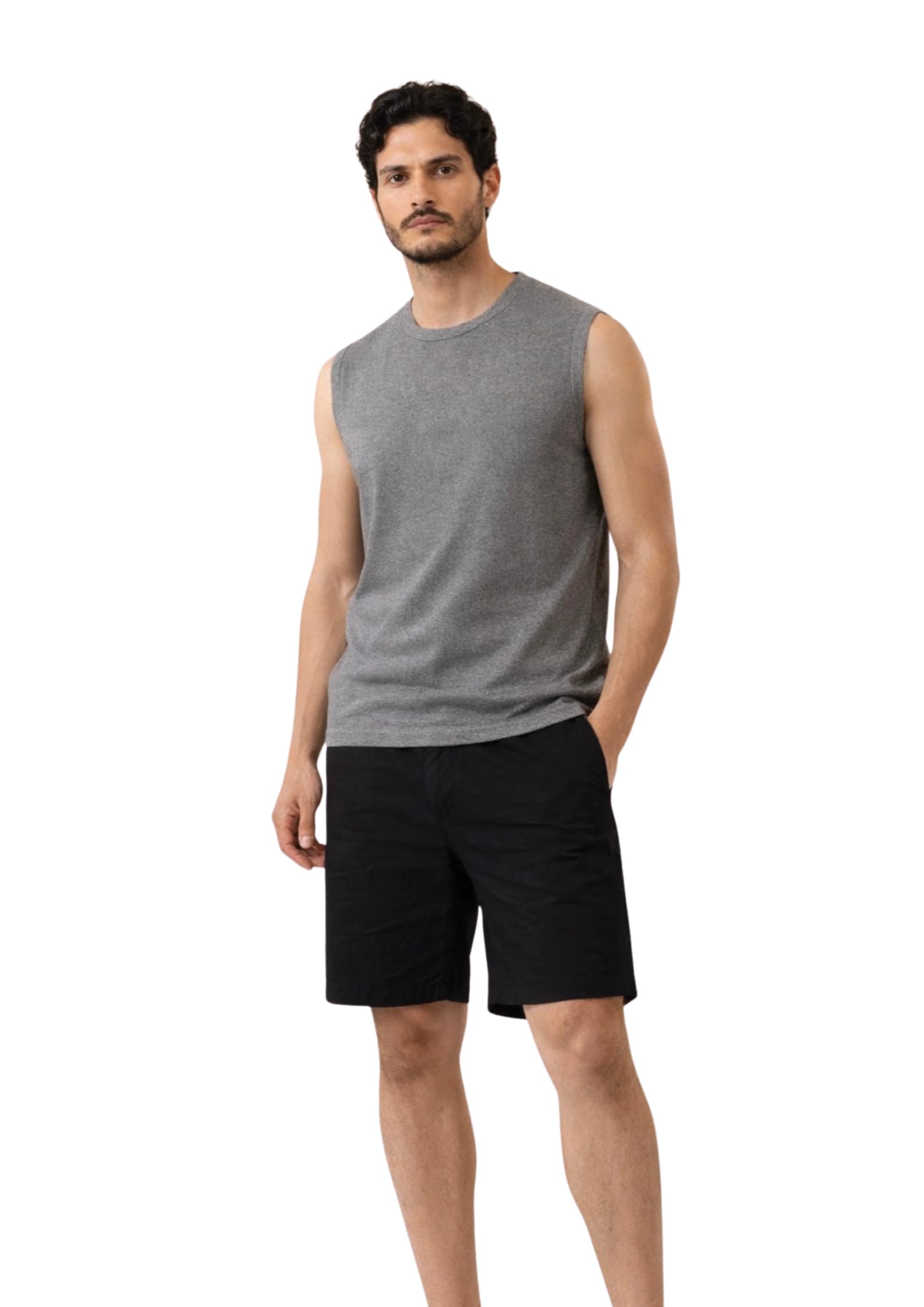 Men's Tank Top | Charcoal Melange Sleeveless Vest | 180 GSM 100% Cotton Regular Fit | Casual Wear-image-26