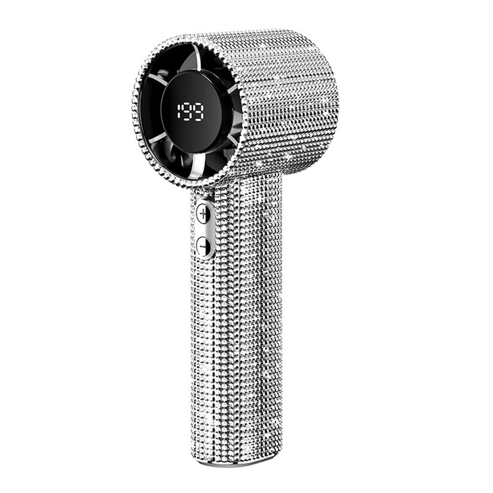 Diamond Portable Fan, Portable Handheld Turbo Fans, 100-Speed Adjustable Mini Turbo Fan, 1800mAh Mini Handheld Fan Rechargeable Quiet Desk with LED Display, For Travel Office Outdoor Gift (Silver)