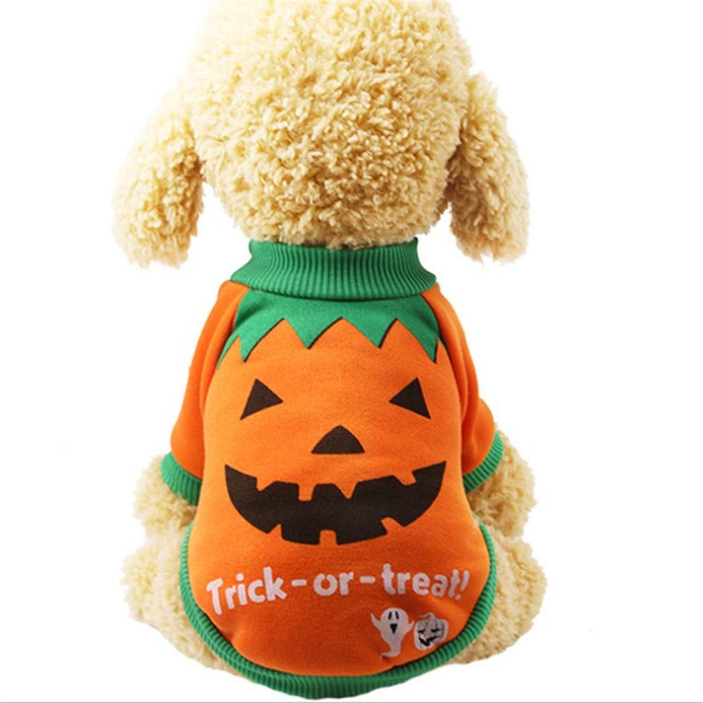 Ulalaza Adorable Dog Halloween Pumpkin Costume Puppy Stripe Hoodie Coat Clothes Pet Outfit Apparel Accessories