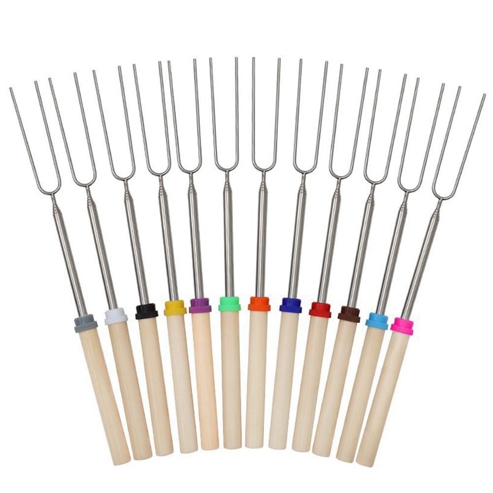 Brochetas de cordero de acero inoxidable con mango de madera para barbacoa de camping 8