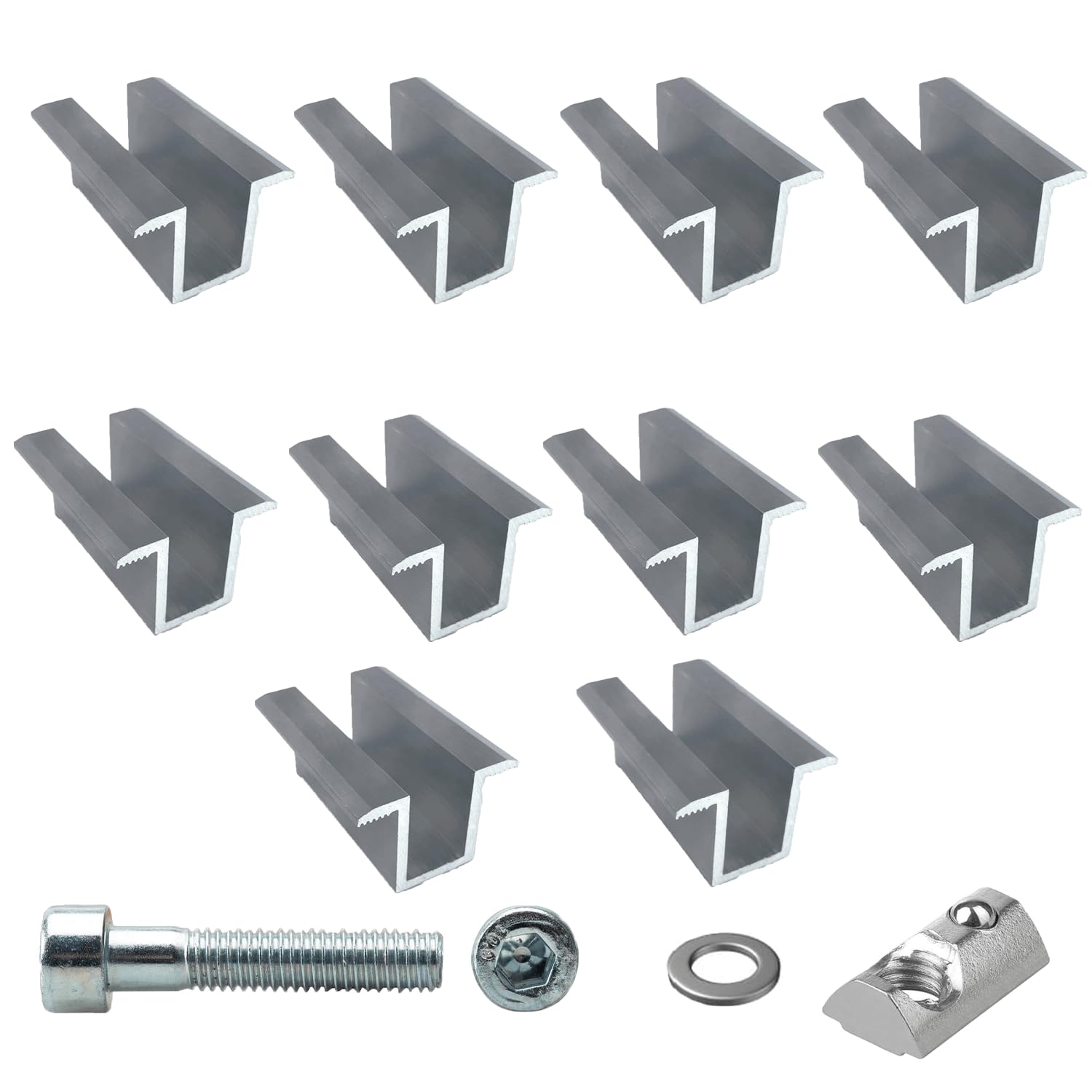 Halter de fixation à pince centrale pour panneaux solaires PV - Ensemble de 10 pinces centrales argentées de 30 mm