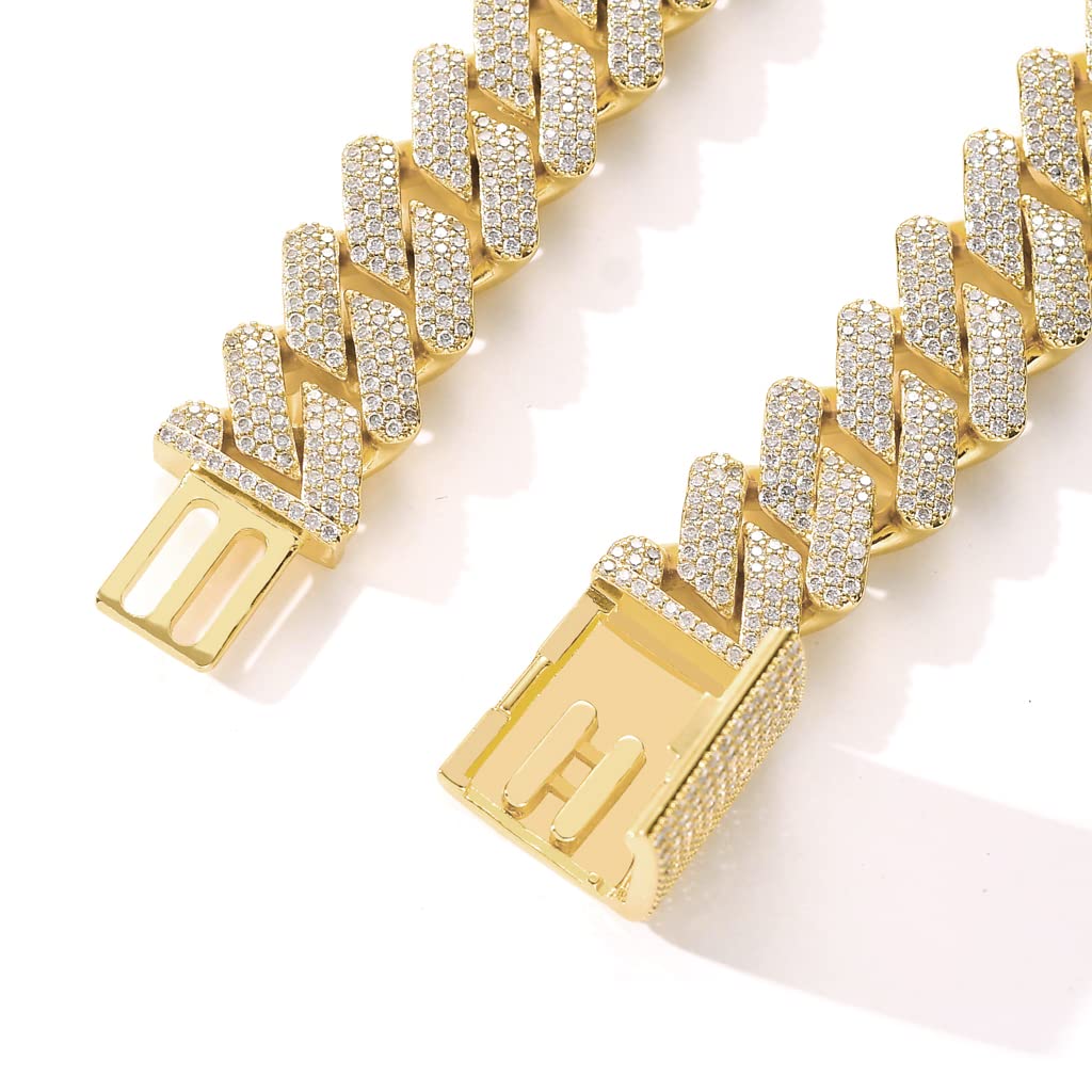 Collar de cadena de eslabones cubanos de 20 mm para hombre, chapado en oro blanco de 14 quilates, cadena brillante de Miami, diamantes de laboratorio, gargantilla de lujo, regalo de joyería