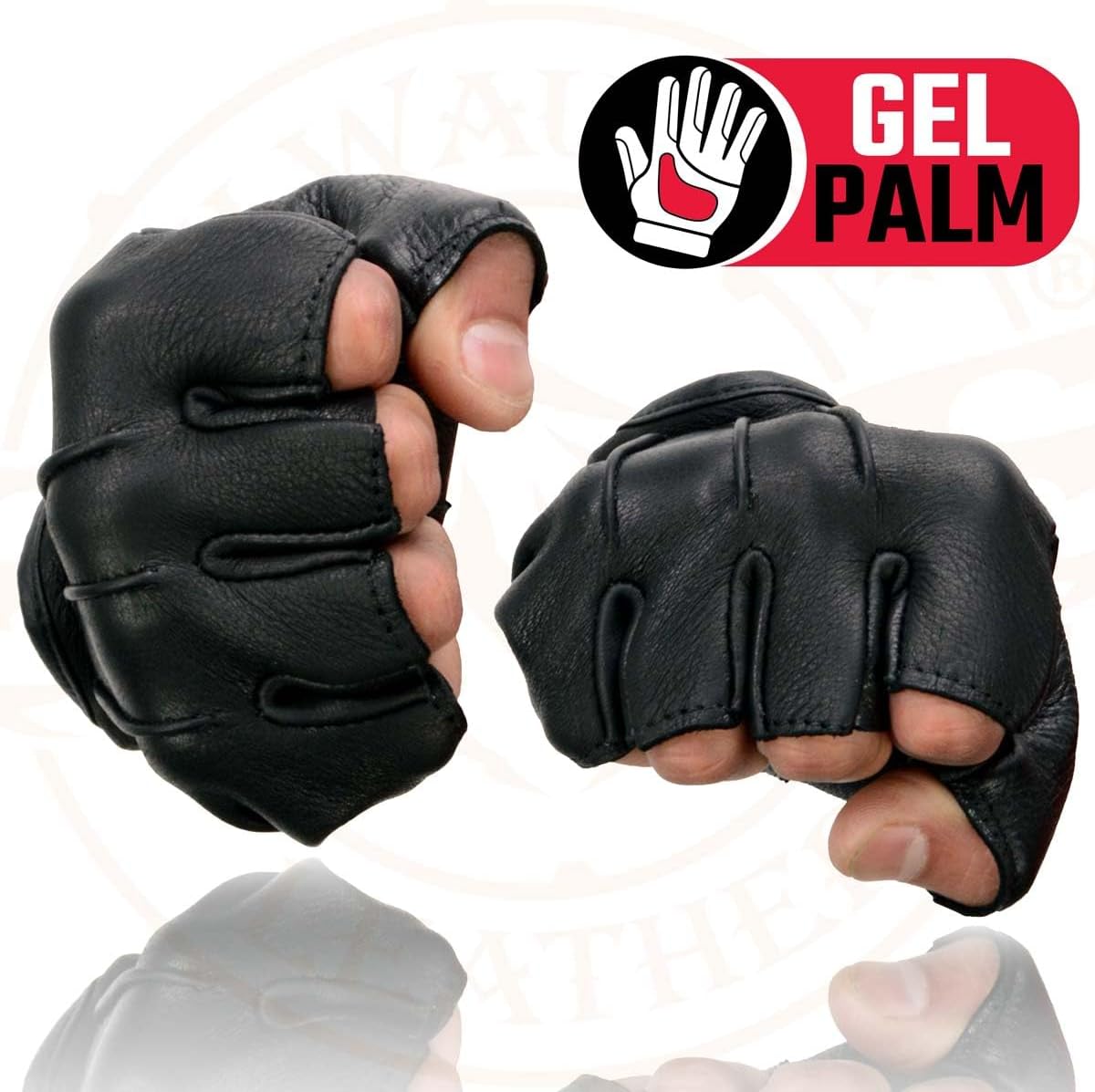 Milwaukee Leather SH850 Men's Black Premium Deer Skin Leather Gel Padded Palm Fingerless Motorcycle Gloves - Image 7