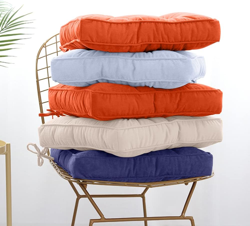 Furlide Chair Cushion with Ties 18 x 18 Inch Indoor Outdoor Cushions for Dining Chairs Set of 2, Square (Orange, 18 x 18 Inch)