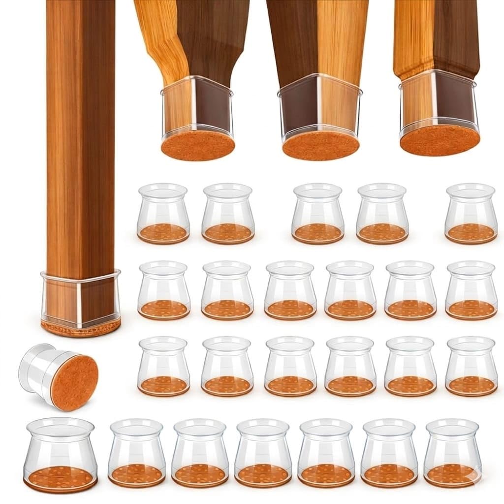 Photo 1 of Chair Leg Floor Protectors 24 Pack – Silicone Furniture Leg Caps with Felt Bottom, Non-Slip Floor Protectors for Hardwood Floors, Anti-Scratch & Noise Reducing Covers