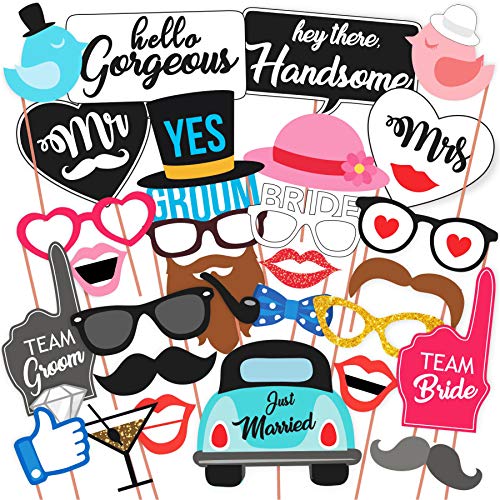 Image of Wobbox All Occasion Indian Family Photo Booth Party Props (18 Pieces) & WOBBOX Birthday Party Photo Booth Props Kit of 40 Pieces & WOBBOX Wedding Photo Booth Party Props, Multi Color (29 Pieces)