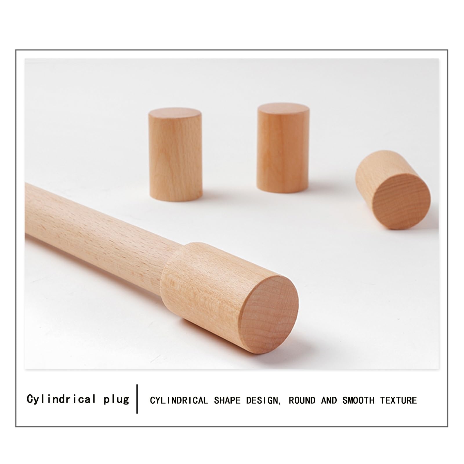 Kit de tringle à rideaux en bois massif de 200 cm, installation facile, finition grainée avec capuchons, tringle simple robuste pour décoration d'intérieur