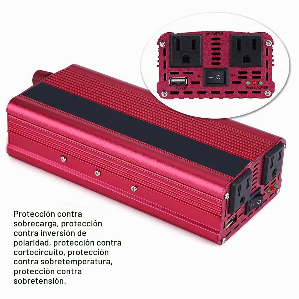 Inversor de Potencia 2000W para Automóvil Convertidor 12V DC a 110V AC con USB Compatible con Dispositivos Electrónicos en Vehículos de Cualquier Marca Ideal para Viajes y Uso Diario