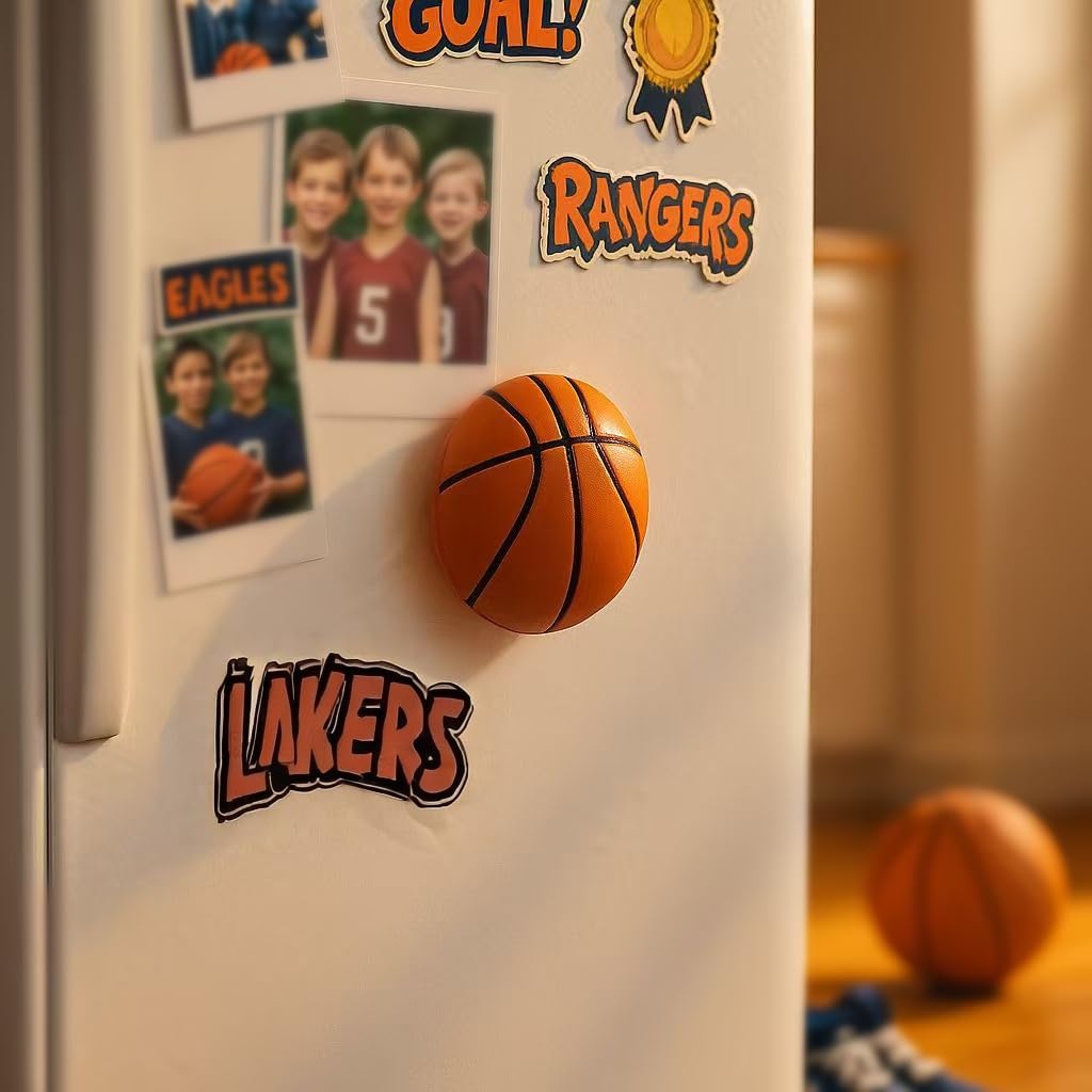Apribottiglie in Legno a Forma di Palla con Magnete – Regali di Natale, Compleanno per Uomo, Padre, Marito, Fidanzato, Bar di Casa Accessori (Basket)