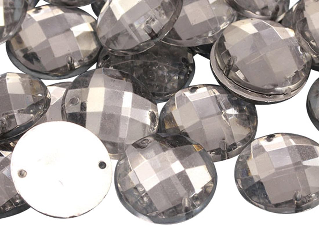 Allstarco 12mm Crystal Clear CH38 Flat Back Sew On Round Beads Acrylic Rhinestones Sewing Plastic Gems with Holes for Jewelry, Clothes, Garment Embelishments, Shoes, Cosplays, Crafts 60 Pieces-image-41