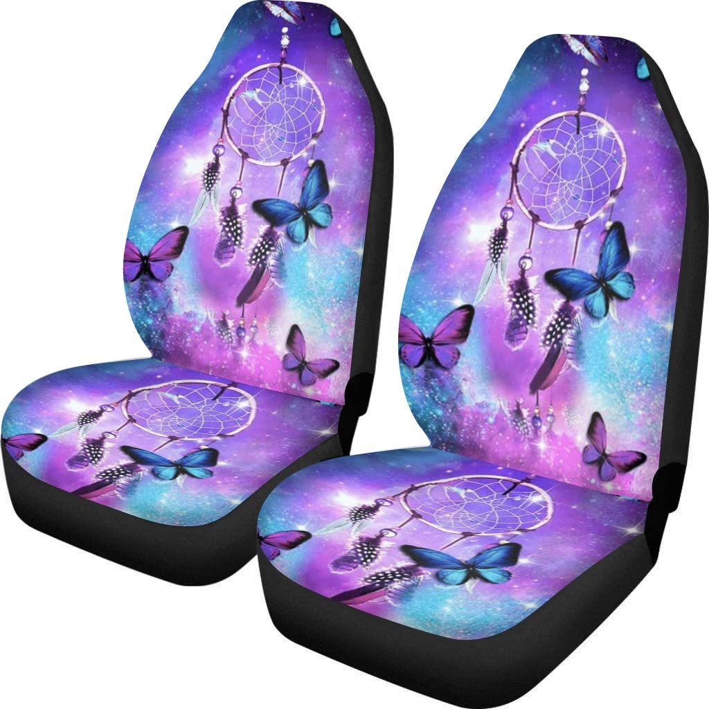Photo 1 of Baxinh Butterfly Dreamcatcher Print Seat Covers Auto Front Seat Protector, Purple 2 Piece Seat Cushion Covers Set Fit Truck, Sedan, SUVs, Flexible Auto Seat Accessories