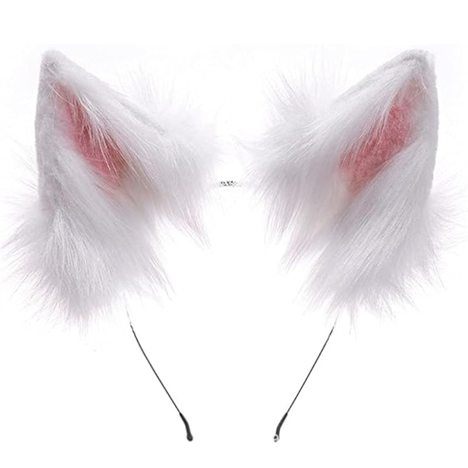 AWAVM 1PC Handmade Faux Fur Cat Ear Headband,Fancy Dress Cosplay Animal Furry Ears Head Accessories,Wolf Fox Ears Headband Costume Accessories for Halloween (White) — image 1