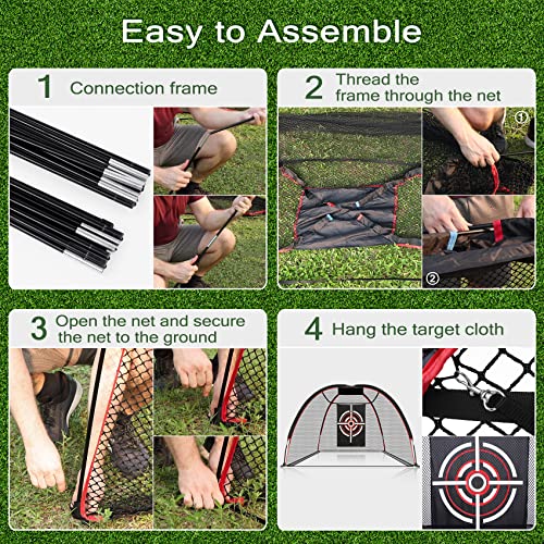 Golf Net, Yamctopy 10X7Ft Golf Nets For Backyard Driving, Golf Practice Net With Mat Includes 1 Target Cloth, 9 Golf Balls, 2 Golf Tees, 1 Golf Glove And Carry Bag #TOP4