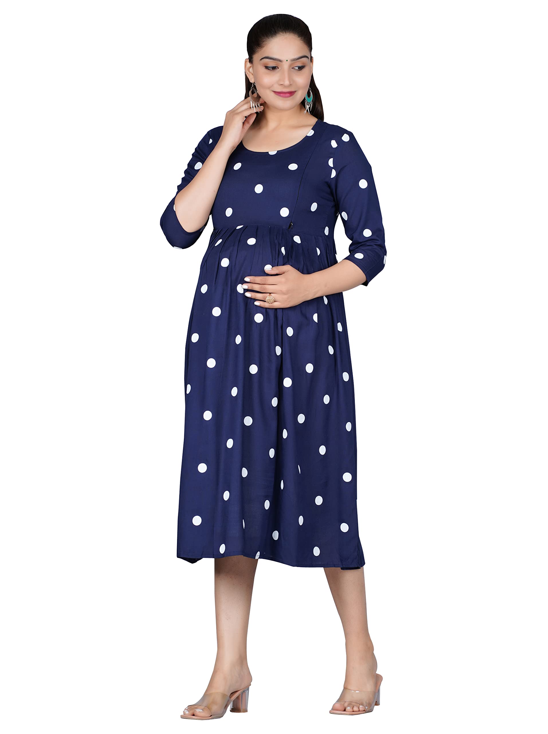 Women's Rayon Anarkali Maternity Feeding Kurti with Zippers-image-10