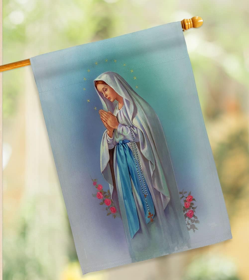 Breeze Decor - Our Lady of Grace Inspirational - Everyday Faith & Religious Impressions Decorative Vertical House Flag 28" x 40" Printed in USA