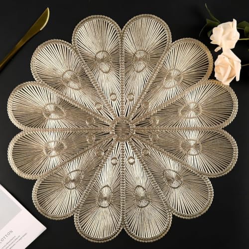 Set de table PVC napperon doré lavable pour protéger table à manger - 7