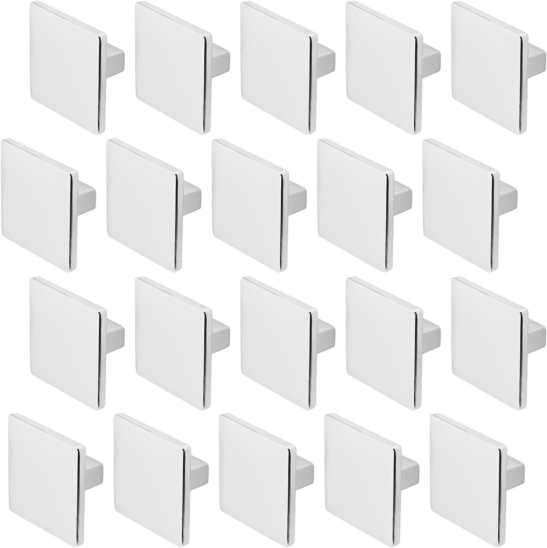 Decoranddecor Calla Square Cabinet Knob Door Pull Handle Kitchen Cupboard Furniture Drawer (20 Pack, Polished Chrome)