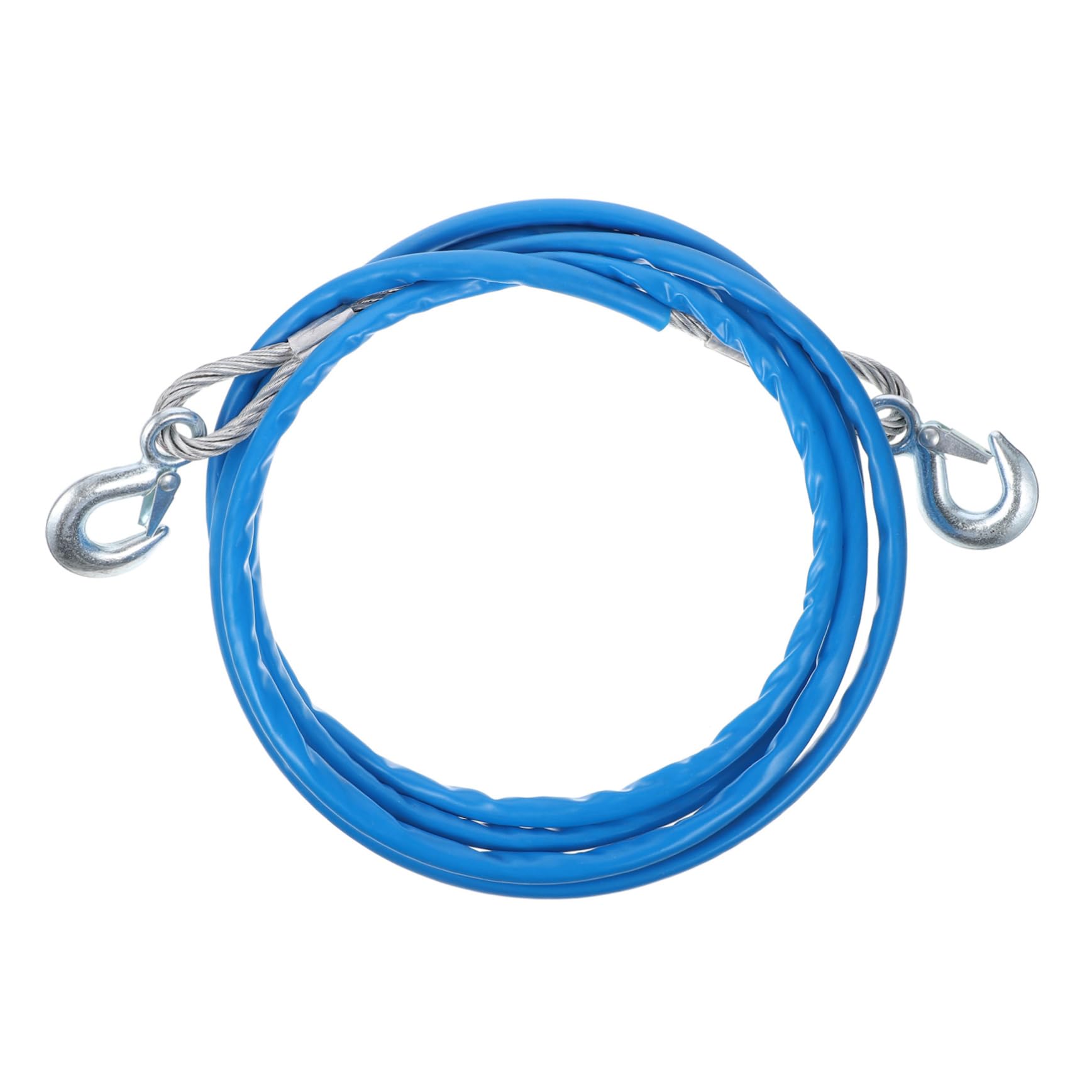 Corda di Traino Auto in Filo D'acciaio 4m 7 Tonnellate con Ganci | 1 Pezzo, Blu Fluorescente, Struttura Ispessita, Riduzione Vibrazioni, per Traino e Sollevamento