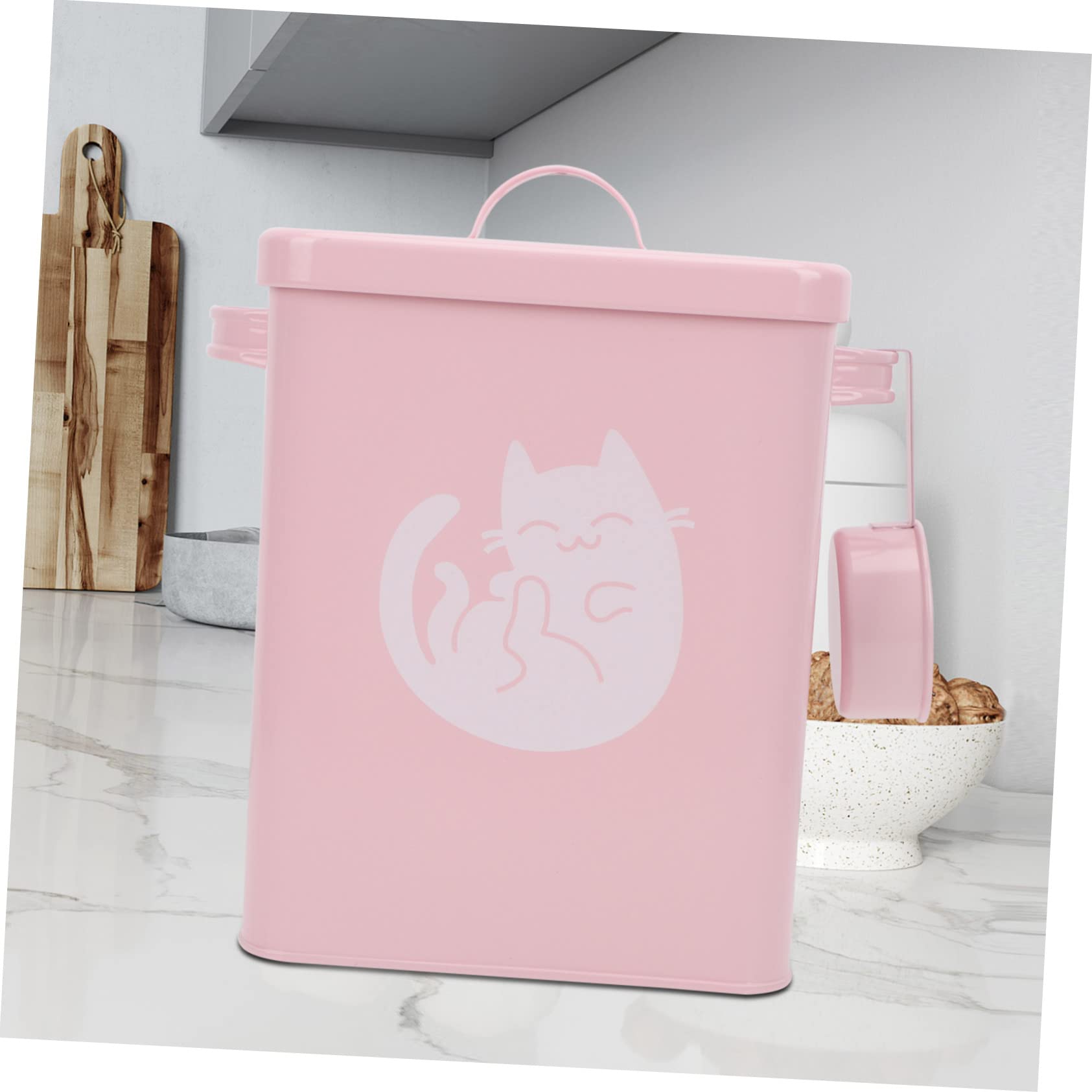 1juego Contenedor De Comida Para Mascotas Con Tapa Cubo Almacenamiento De Piensos Para Perros y Gatos Diseño Elegante y Prueba De Humedad Para Alimentos Secos y Snacks