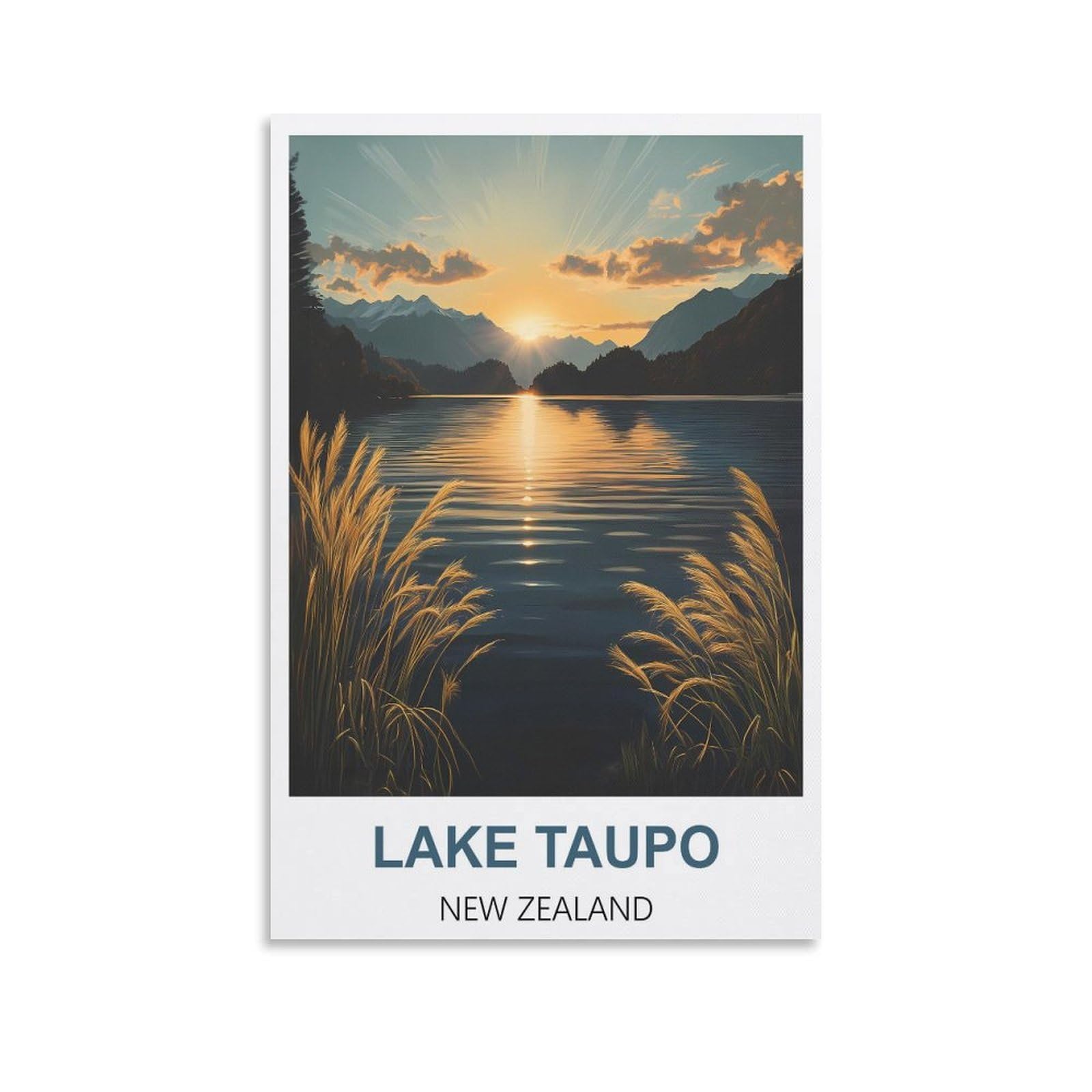 Hsayyiii Unframe-Style Lake Taupo New Zealand Vintage Travel Poster 08X12inch(20X30cm) Canvas Art Poster And Wall Art Picture Print Bedroom Decor