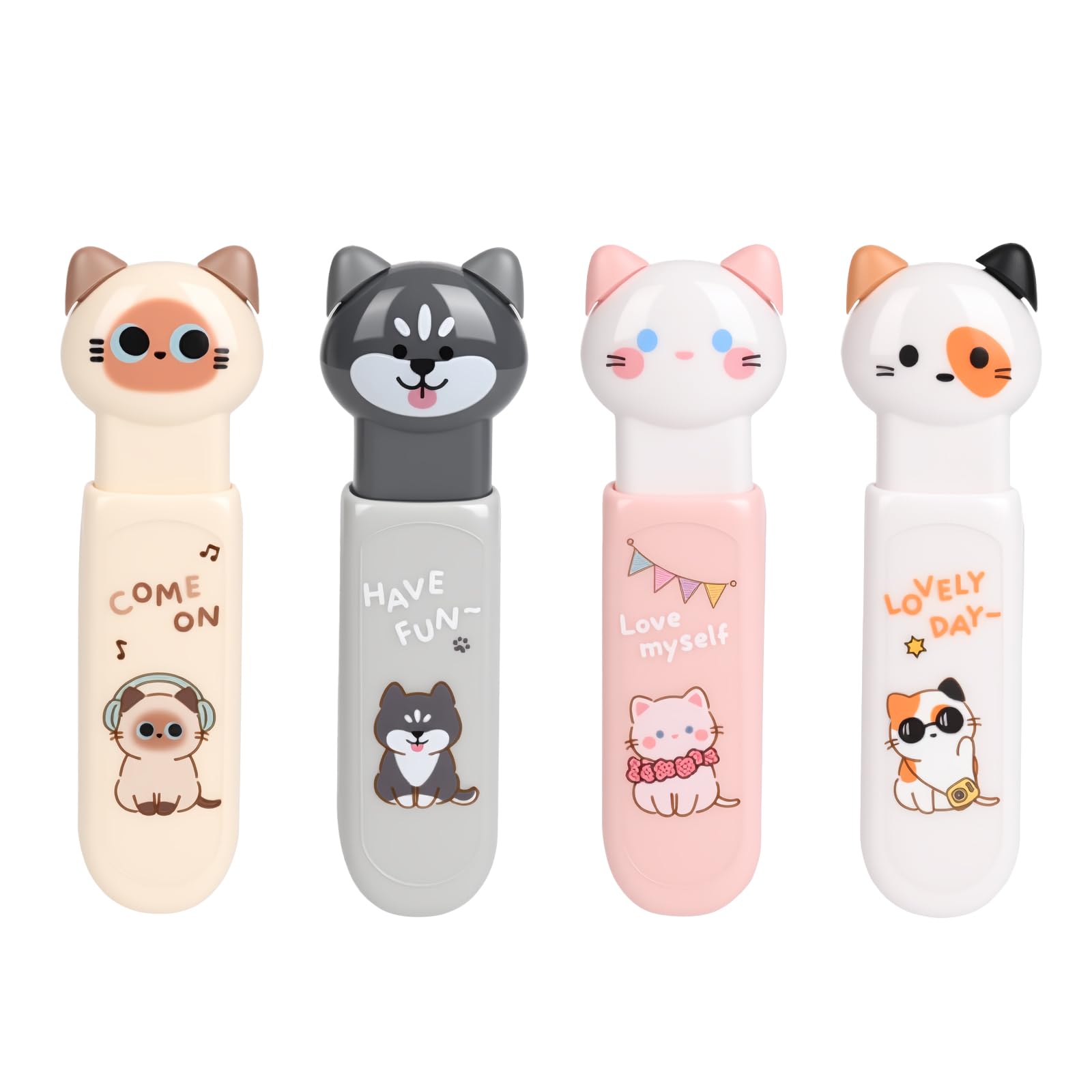 Cinta correctora retráctil blanca, bonita cinta correctora de patas de gato, mini aplicador blanco estético con cinta fácil de usar para suministros de oficina de regreso a clases (6 unidades