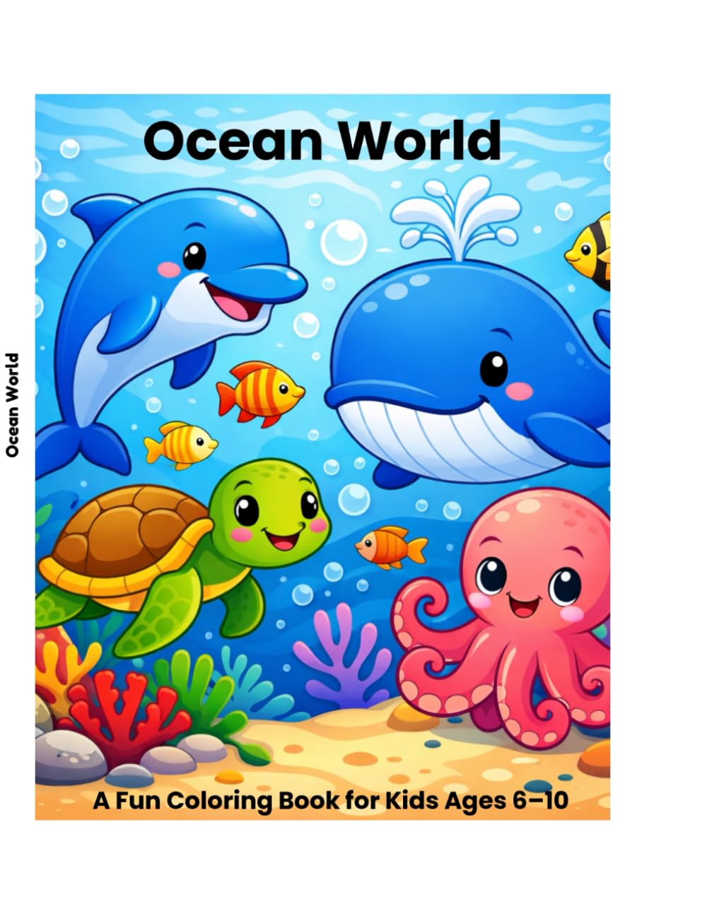 Ocean World Coloring Book for Kids Ages 6–10: 45 Fun and Relaxing Coloring Pages Featuring Friendly Ocean Animals