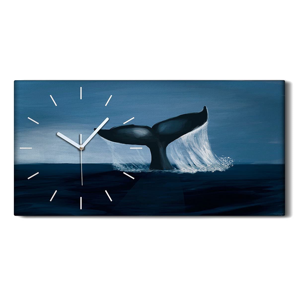 Horloge sur toile décorative salon et chambre style moderne baleine
