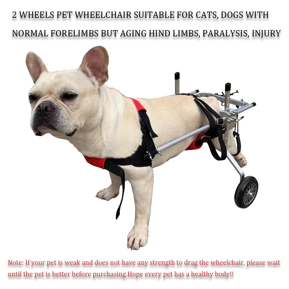 Dog Wheelchair for Back Legs, Lightweight Dog Exercise Wheel,Adjustable 2 Wheel Cat/Dog Hind Leg Wheelchair for Pet Rehabilitation, Walking (S)