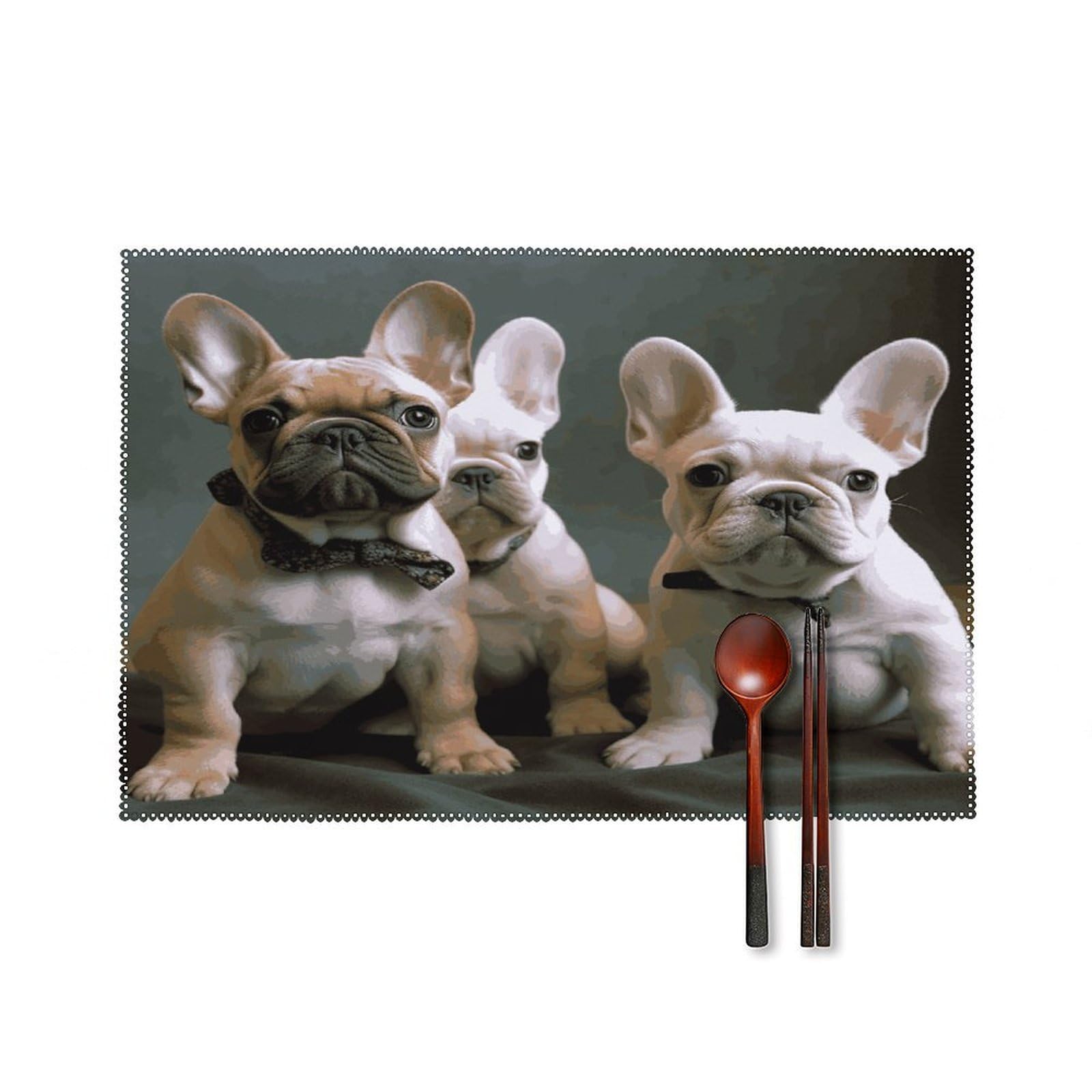 Fekiloot Style French Bulldog Puppies Placemats Set Of 6,Table Mat