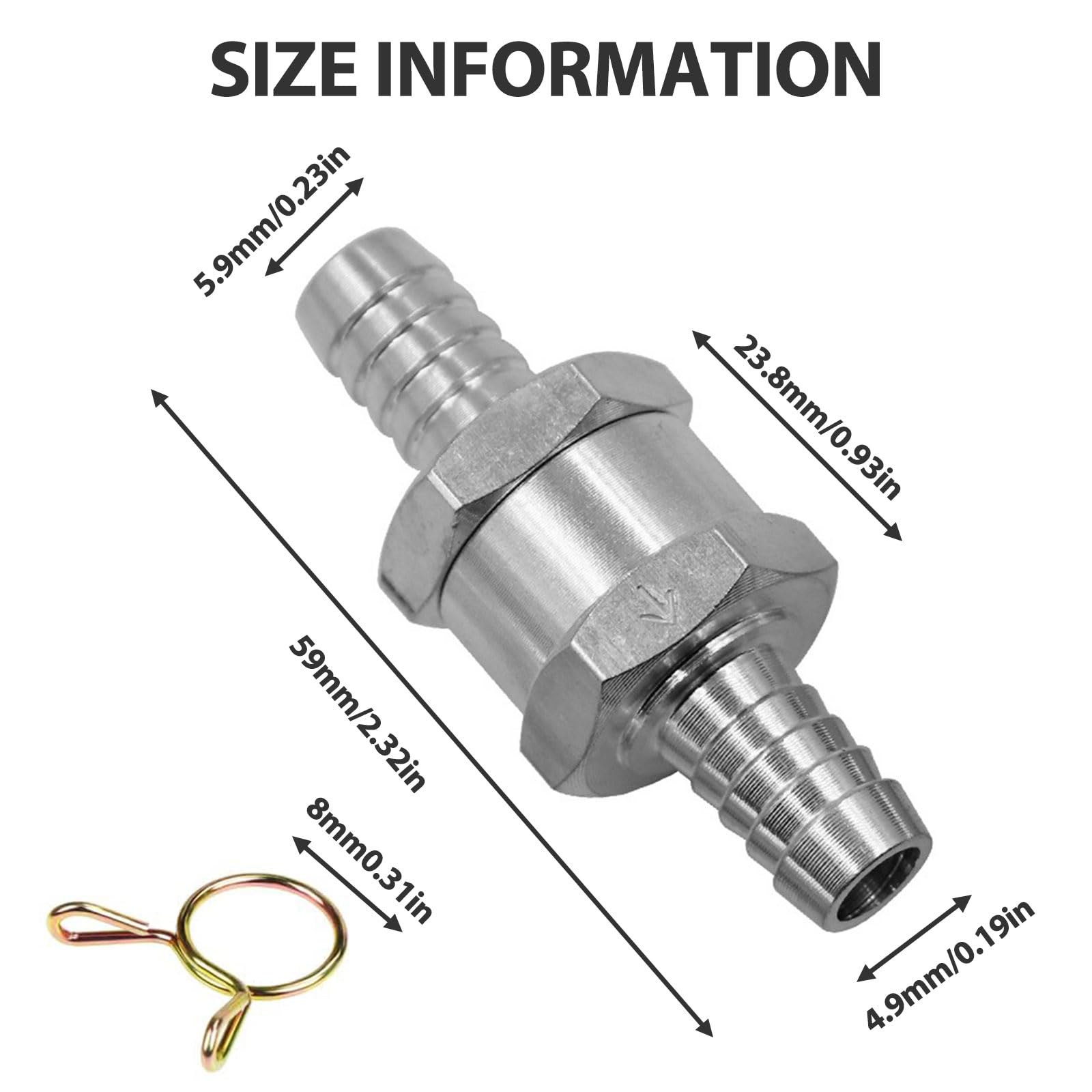 Valvola Di Non Ritorno Del Carburante 2 Pezzi Valvola Del Carburante In Alluminio Unidirezionale Per Sistemi Di Bassa Pressione Per Carburatori Di - Foto 13