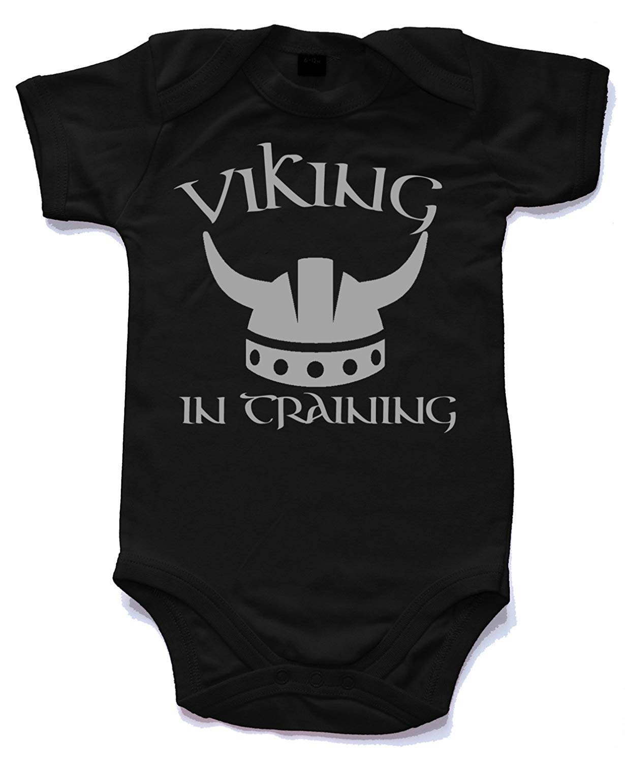 Naughtees Clothing - Viking in Training Babygrow Babysuit Black 0-3 Months